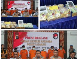 Polres Asahan Gelar Press Release Pengungkapan Dua Kasus Besar Peredaran Narkotika, Total 30 Kg Sabu Diamankan