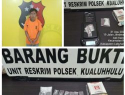 Team Opsnal Polsek Kualuh Hulu,Ringkus Seorang Pelaku Diduga Bandar,3,58 gram Sabu di Amankan